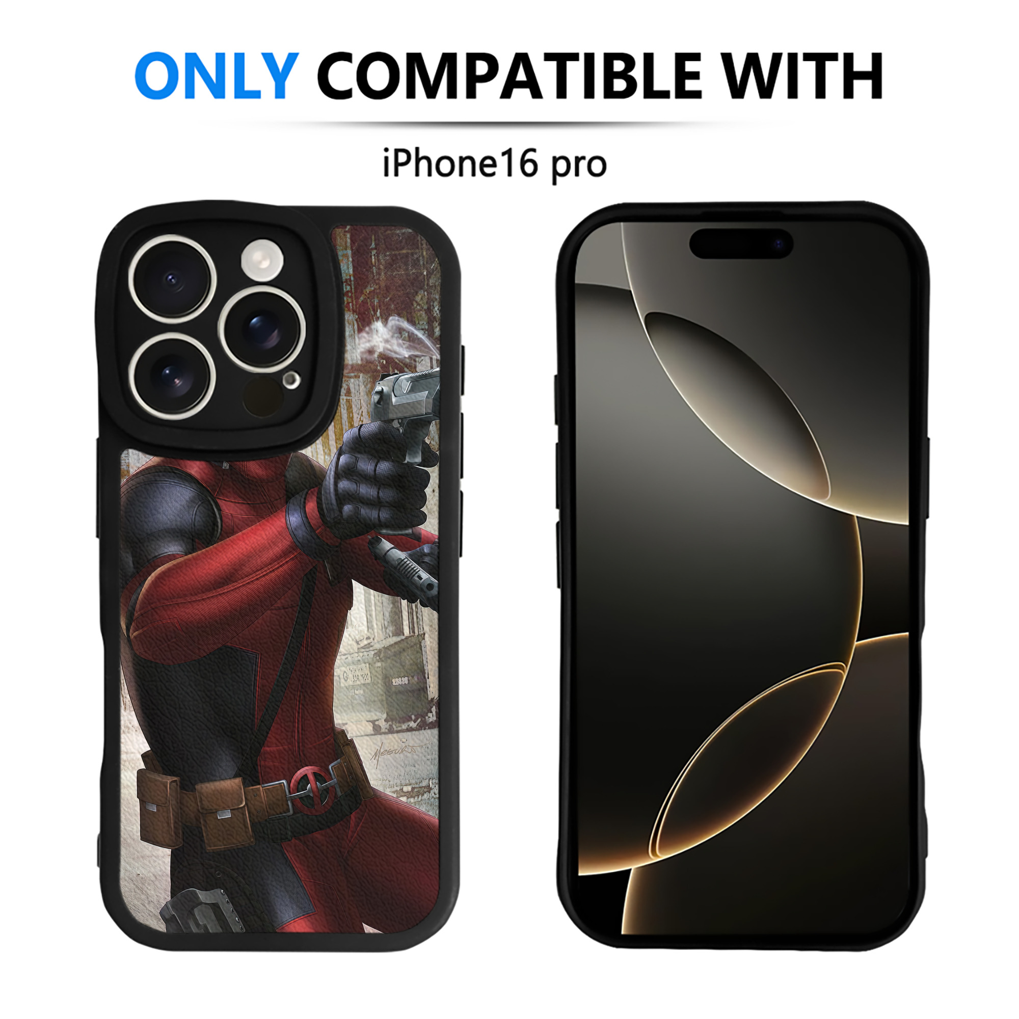 （画像用） Deadpool デッドプール 【iPhone 16シリーズ対応】シリコンスマホケース（レザー調） 材質：シリコン